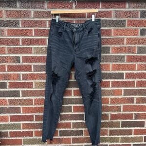 American Eagle Outfitters Black Distressed Skinny Jeans